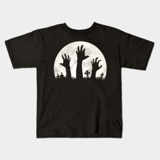 Spooky Zombie Hand Moon Scary Costume Halloween Horror Kids T-Shirt